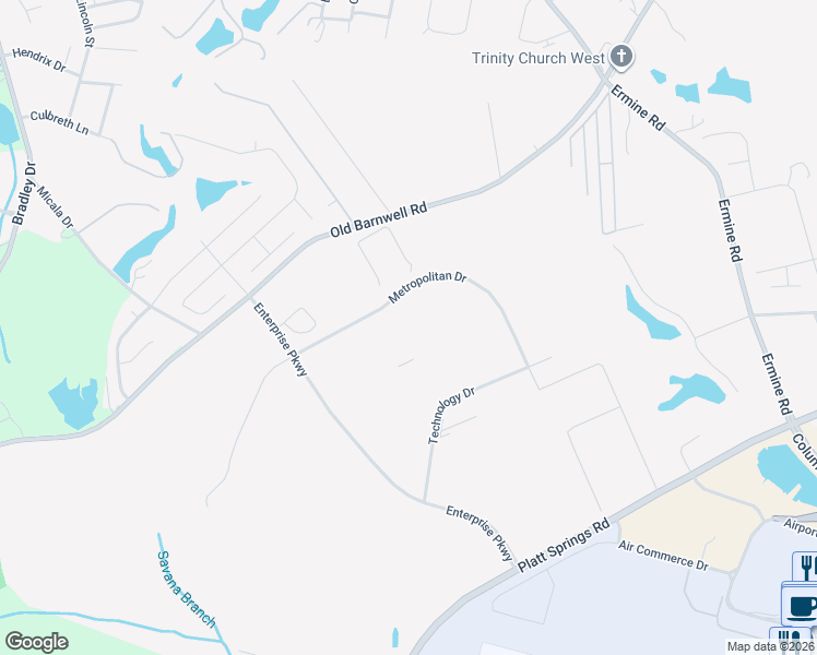 map of restaurants, bars, coffee shops, grocery stores, and more near in West Columbia