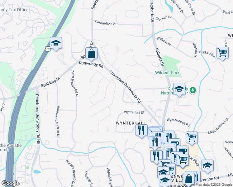 map of restaurants, bars, coffee shops, grocery stores, and more near 1149 Redfield Ridge in Atlanta