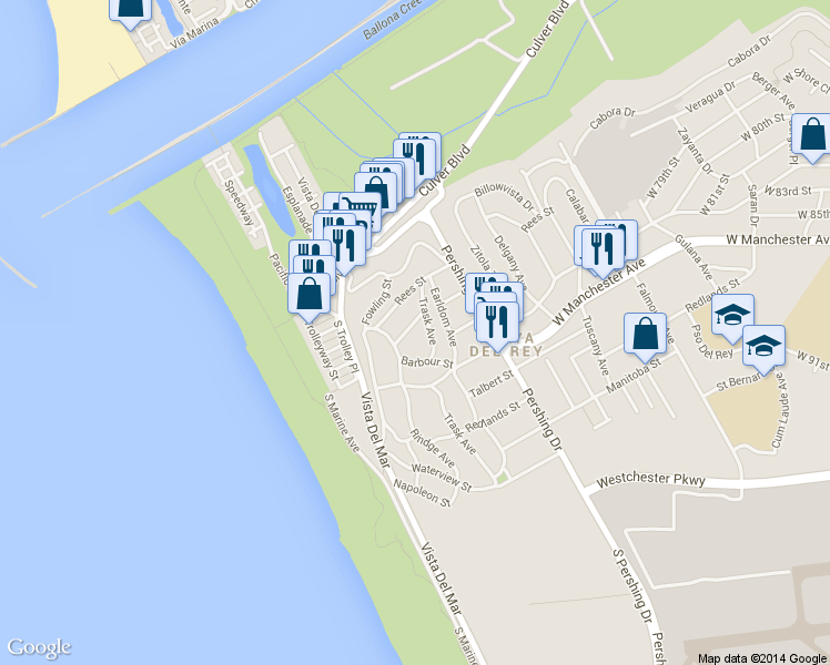 map of restaurants, bars, coffee shops, grocery stores, and more near 224 Sunridge Street in Los Angeles