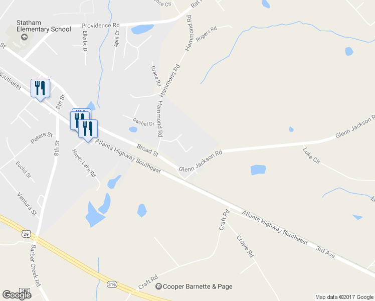 map of restaurants, bars, coffee shops, grocery stores, and more near 523 Reynolds Court in Statham