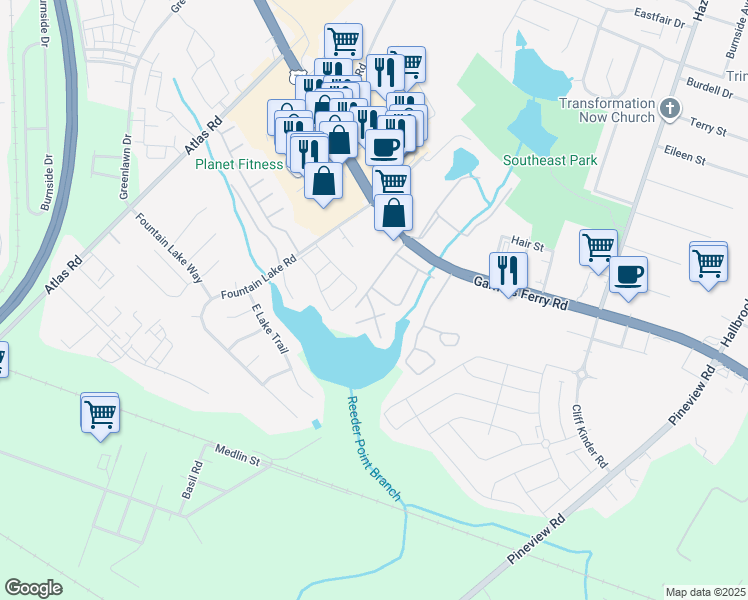 map of restaurants, bars, coffee shops, grocery stores, and more near 1017 Colonial Villa Drive in Columbia