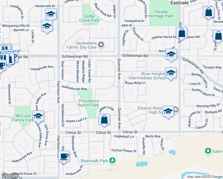 map of restaurants, bars, coffee shops, grocery stores, and more near 13469 Pheasant Way in Corona