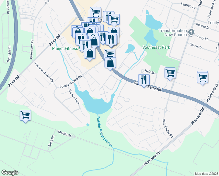 map of restaurants, bars, coffee shops, grocery stores, and more near 1017 Colonial Villa Drive in Columbia
