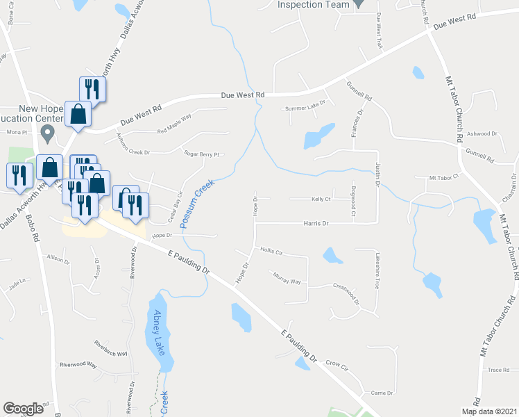 map of restaurants, bars, coffee shops, grocery stores, and more near 310 Hope Drive in Dallas