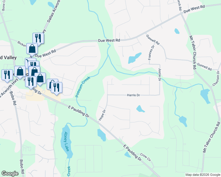 map of restaurants, bars, coffee shops, grocery stores, and more near 50 Harlin Drive in Dallas