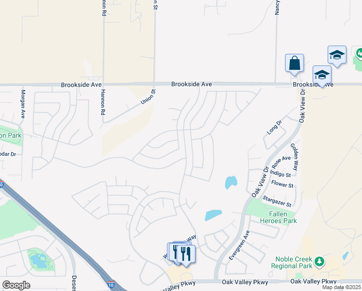 map of restaurants, bars, coffee shops, grocery stores, and more near 1694 Sarazen Street in Beaumont