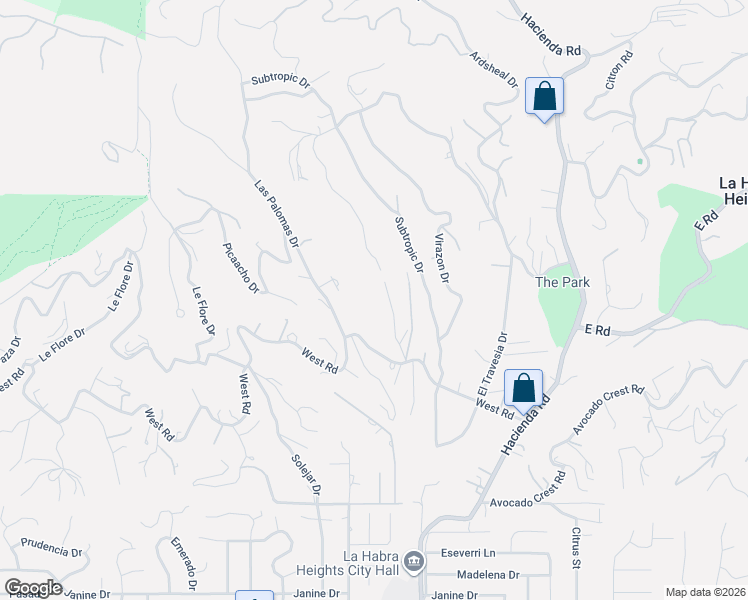 map of restaurants, bars, coffee shops, grocery stores, and more near 459 West Road in La Habra Heights