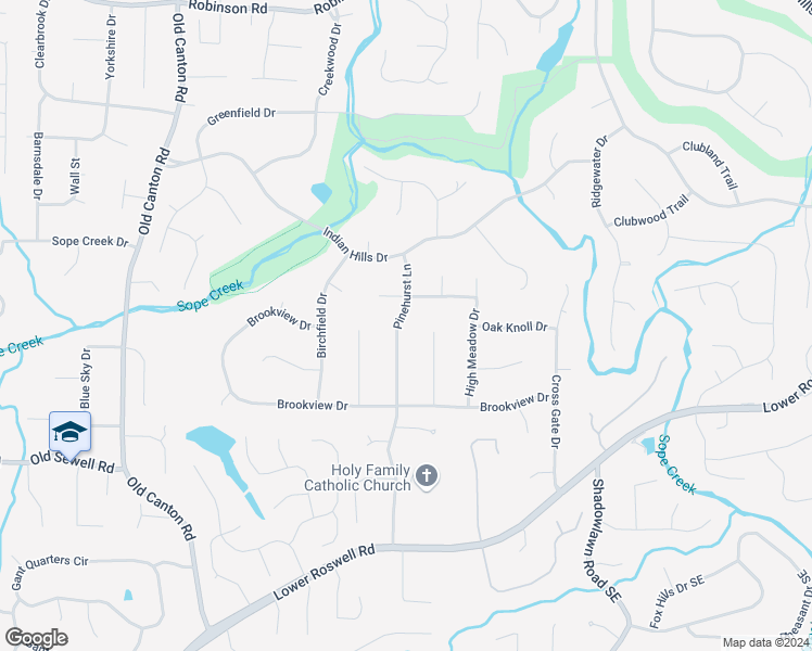 map of restaurants, bars, coffee shops, grocery stores, and more near 286 Pinehurst Lane in Marietta