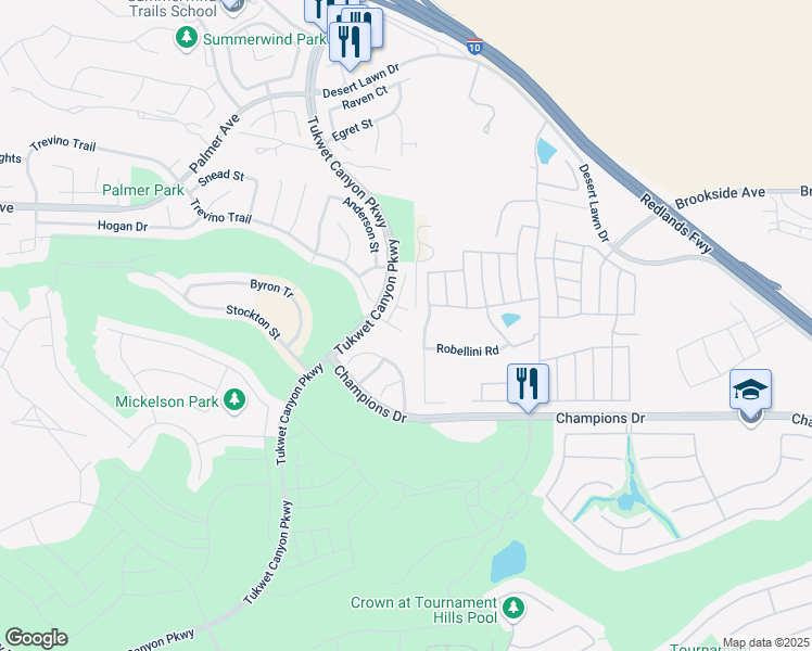 map of restaurants, bars, coffee shops, grocery stores, and more near 35946 Dylan Court in Beaumont