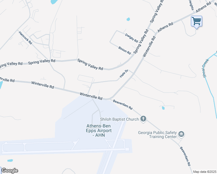 map of restaurants, bars, coffee shops, grocery stores, and more near 2195 Winterville Road in Athens