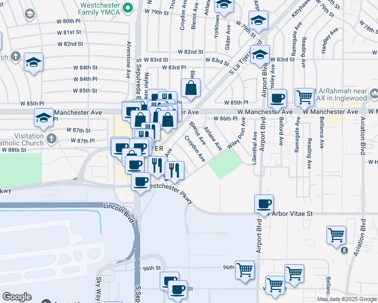 map of restaurants, bars, coffee shops, grocery stores, and more near 8834 De Haviland Avenue in Los Angeles