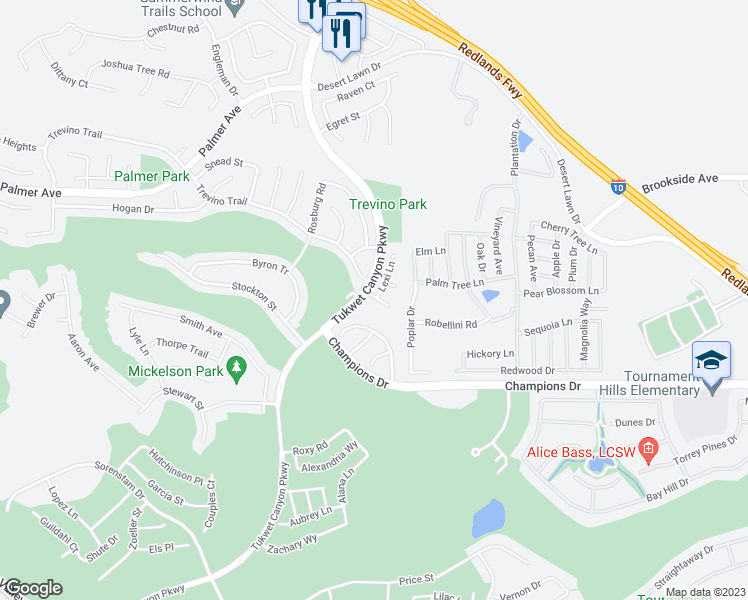 map of restaurants, bars, coffee shops, grocery stores, and more near 35935 Dylan Ct in Beaumont