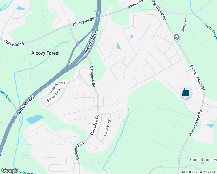map of restaurants, bars, coffee shops, grocery stores, and more near 920 Campbell Gate Road Southeast in Lawrenceville