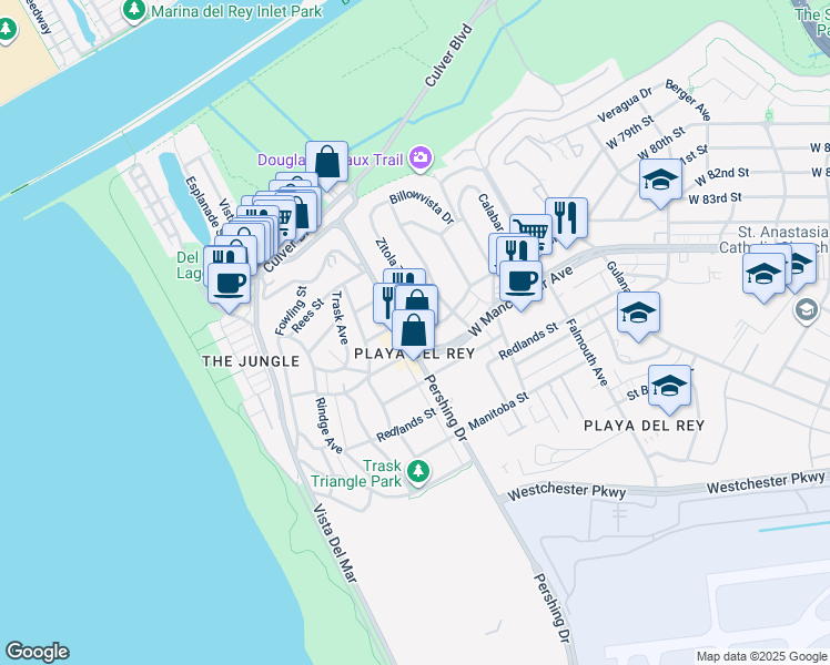 map of restaurants, bars, coffee shops, grocery stores, and more near in Los Angeles