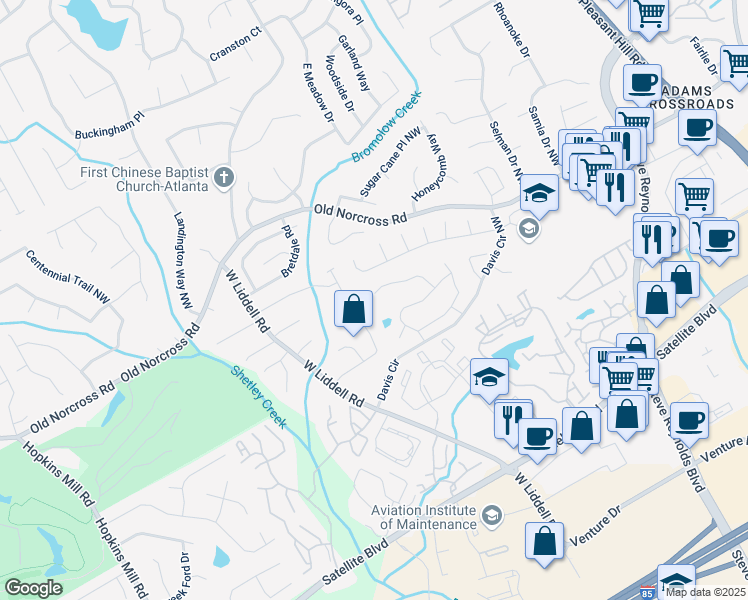 map of restaurants, bars, coffee shops, grocery stores, and more near 4100 Beaver Oaks Drive in Duluth