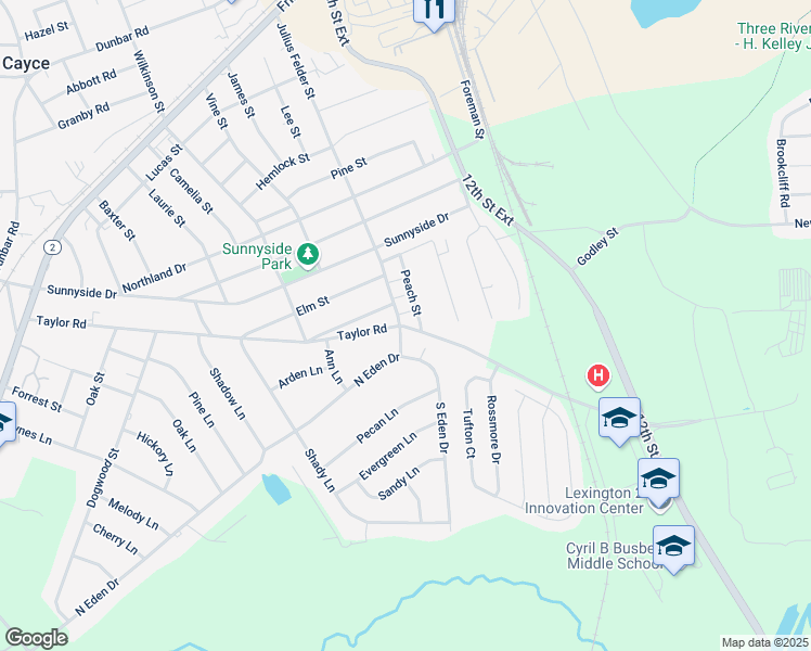 map of restaurants, bars, coffee shops, grocery stores, and more near 2905 Taylor Road in Cayce