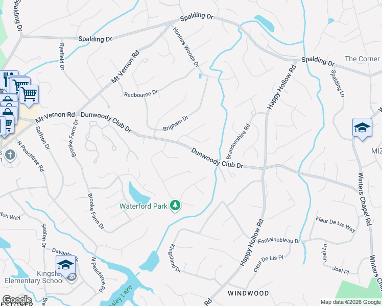 map of restaurants, bars, coffee shops, grocery stores, and more near 4653 Dunwoody Club Drive in Atlanta