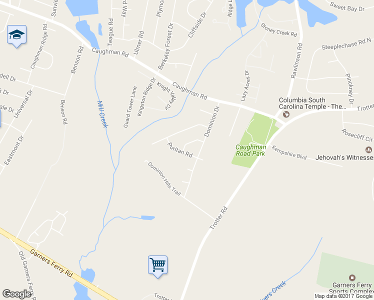 map of restaurants, bars, coffee shops, grocery stores, and more near 9501 Puritan Road in Columbia