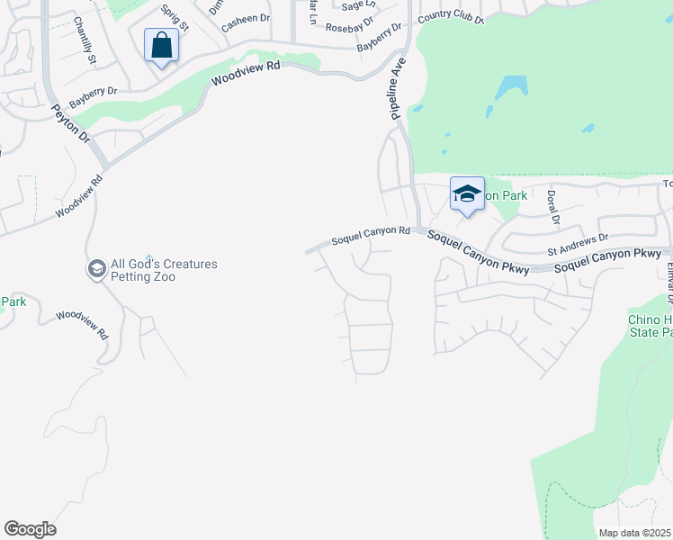 map of restaurants, bars, coffee shops, grocery stores, and more near 3940 Golden Terrace Lane in Chino Hills