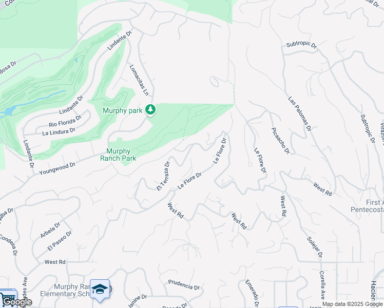 map of restaurants, bars, coffee shops, grocery stores, and more near 1360 El Terraza Drive in La Habra Heights
