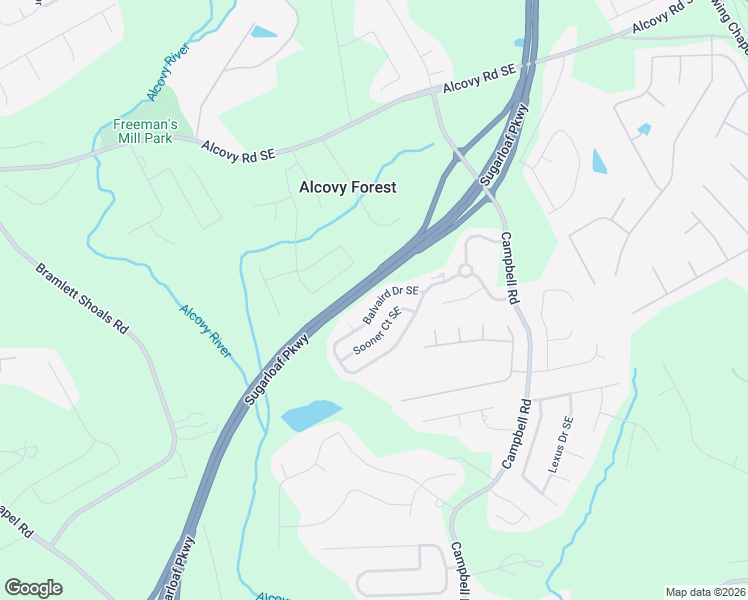 map of restaurants, bars, coffee shops, grocery stores, and more near 1152 Balvaird Drive Southeast in Lawrenceville