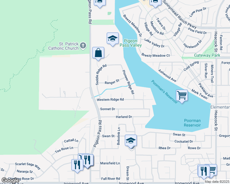 map of restaurants, bars, coffee shops, grocery stores, and more near 11286 Gunsmoke Lane in Moreno Valley