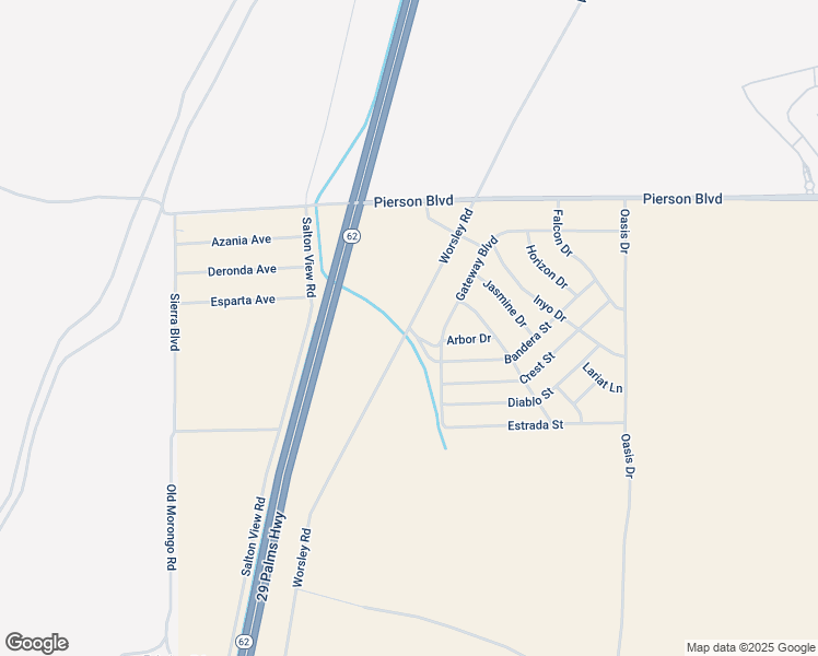 map of restaurants, bars, coffee shops, grocery stores, and more near Worsley Road in Desert Hot Springs