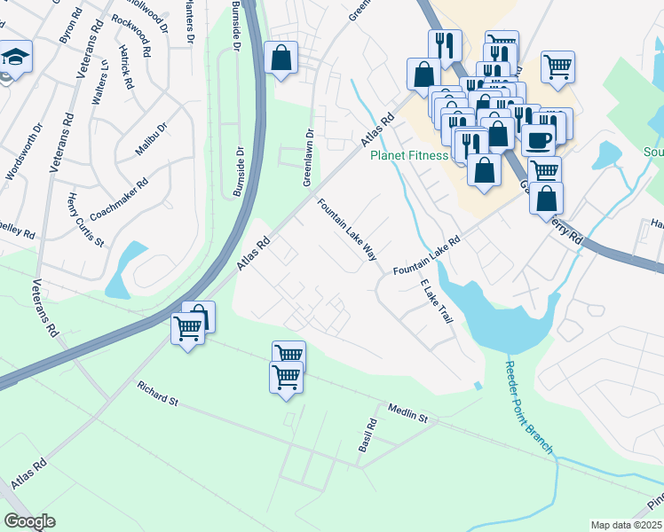 map of restaurants, bars, coffee shops, grocery stores, and more near 156 Springway Drive in Columbia
