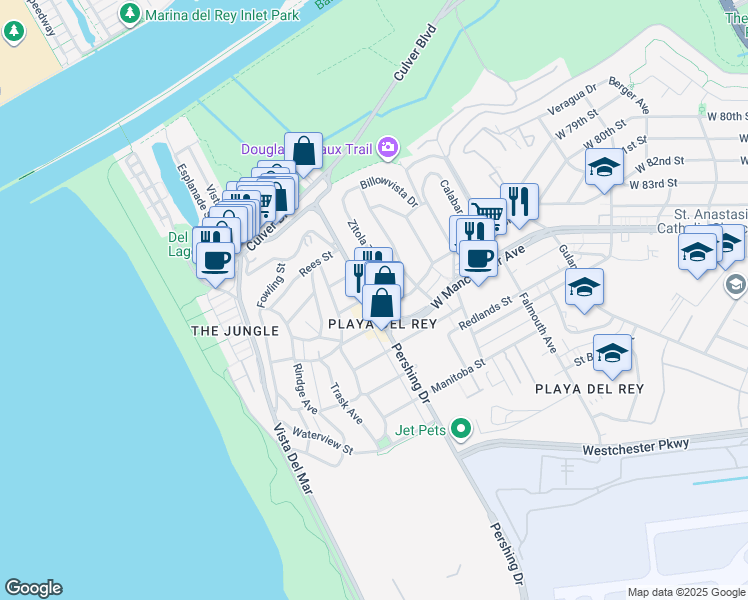 map of restaurants, bars, coffee shops, grocery stores, and more near in Los Angeles