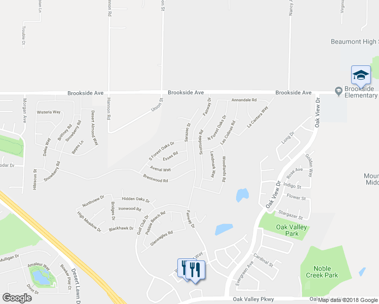 map of restaurants, bars, coffee shops, grocery stores, and more near 1700 Sarazen Street in Beaumont