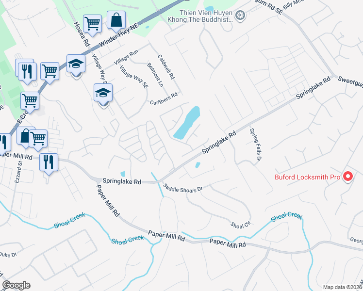 map of restaurants, bars, coffee shops, grocery stores, and more near 715 Cool Weather Drive in Lawrenceville