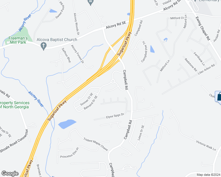 map of restaurants, bars, coffee shops, grocery stores, and more near 1696 Hedington Court Southeast in Lawrenceville