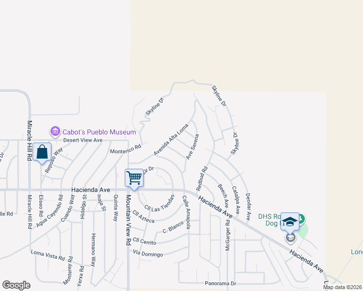 map of restaurants, bars, coffee shops, grocery stores, and more near 68269 Calle Calmoso in Desert Hot Springs