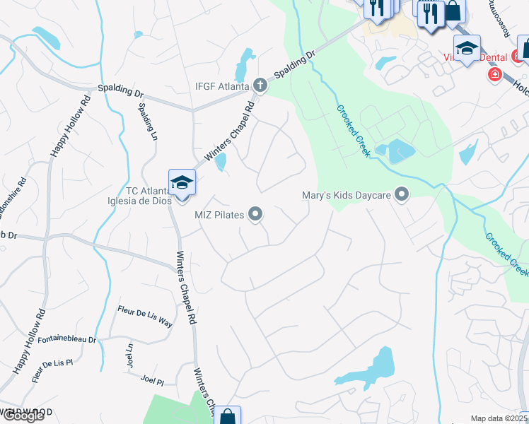 map of restaurants, bars, coffee shops, grocery stores, and more near 3884 Vic-Ar Court in Doraville