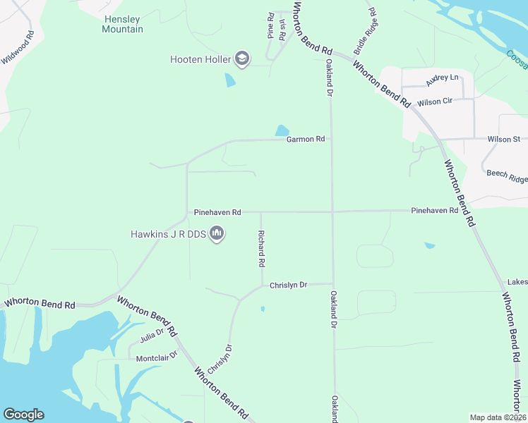 map of restaurants, bars, coffee shops, grocery stores, and more near 336 Pinehaven Road in Gadsden