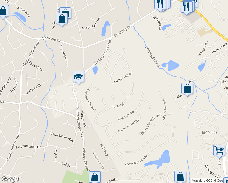 map of restaurants, bars, coffee shops, grocery stores, and more near 3884 Vic-Ar Court in Doraville