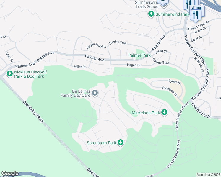 map of restaurants, bars, coffee shops, grocery stores, and more near 11375 Brewer Drive in Calimesa