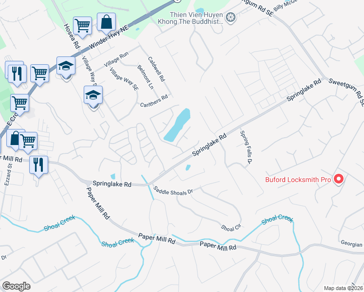 map of restaurants, bars, coffee shops, grocery stores, and more near 754 Cool Weather Drive in Lawrenceville