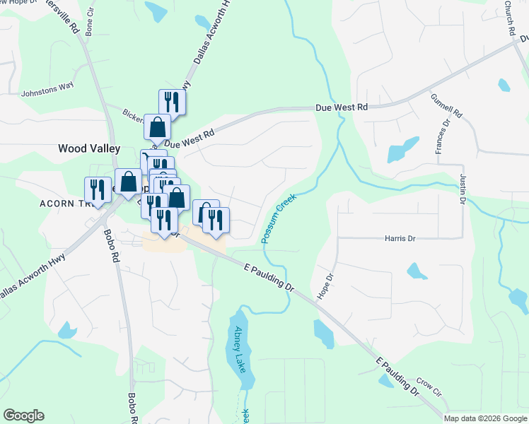 map of restaurants, bars, coffee shops, grocery stores, and more near 10 Silver Maple Lane in Dallas
