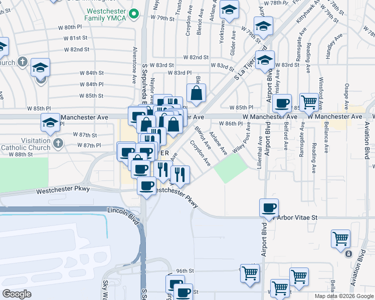 map of restaurants, bars, coffee shops, grocery stores, and more near 8812 De Haviland Avenue in Los Angeles