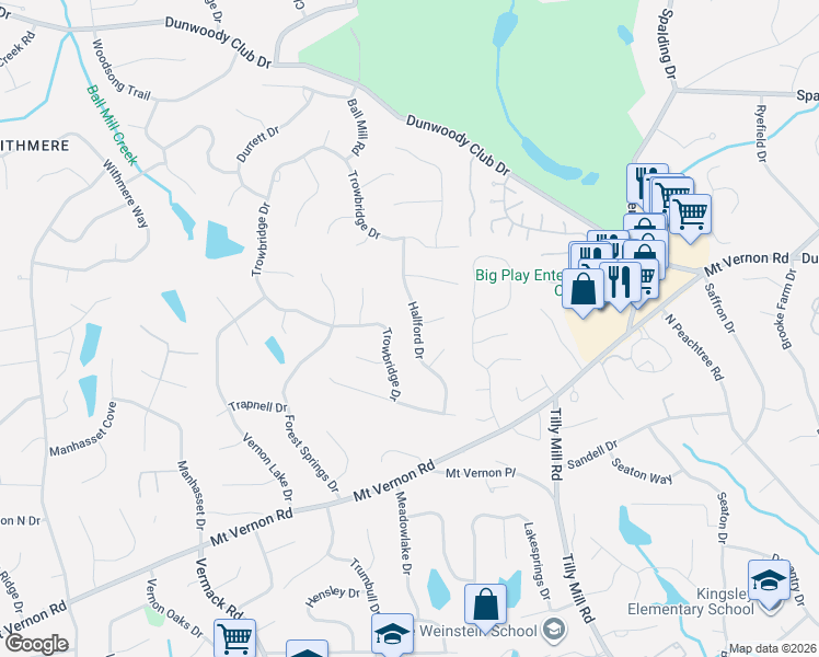 map of restaurants, bars, coffee shops, grocery stores, and more near in Dunwoody