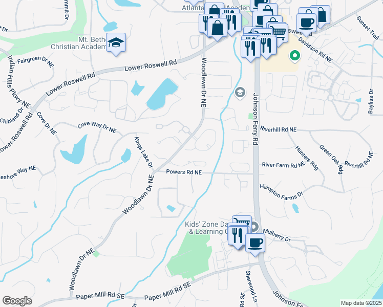 map of restaurants, bars, coffee shops, grocery stores, and more near 4764 Sologne Court in Marietta
