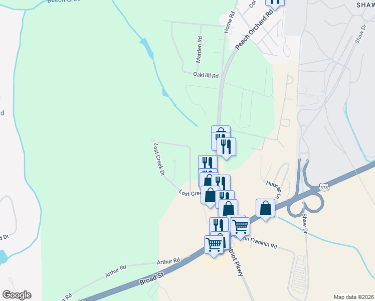 map of restaurants, bars, coffee shops, grocery stores, and more near 5975 Lost Creek Drive in Sumter