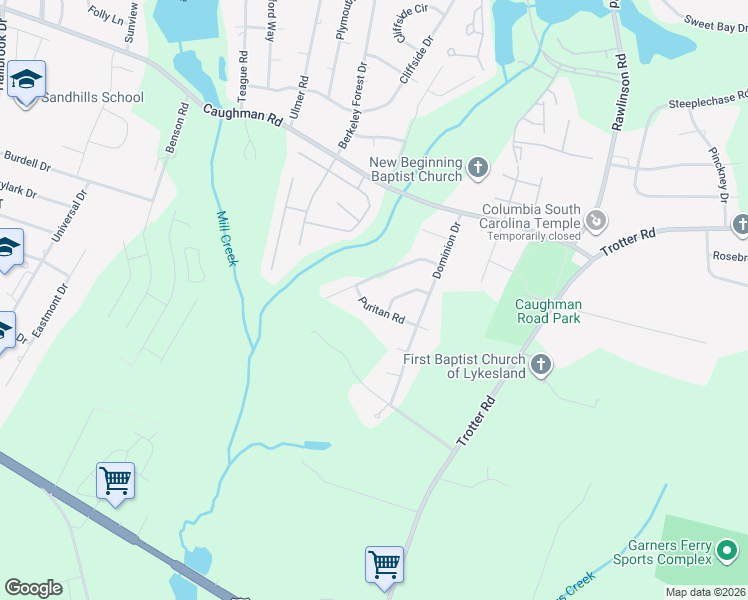 map of restaurants, bars, coffee shops, grocery stores, and more near 9410 Puritan Road in Columbia