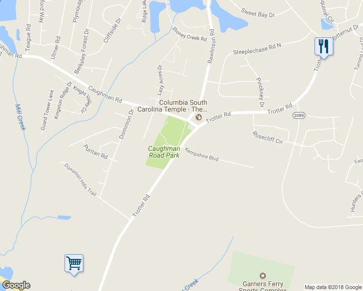 map of restaurants, bars, coffee shops, grocery stores, and more near 2736 Trotter Road in Hopkins