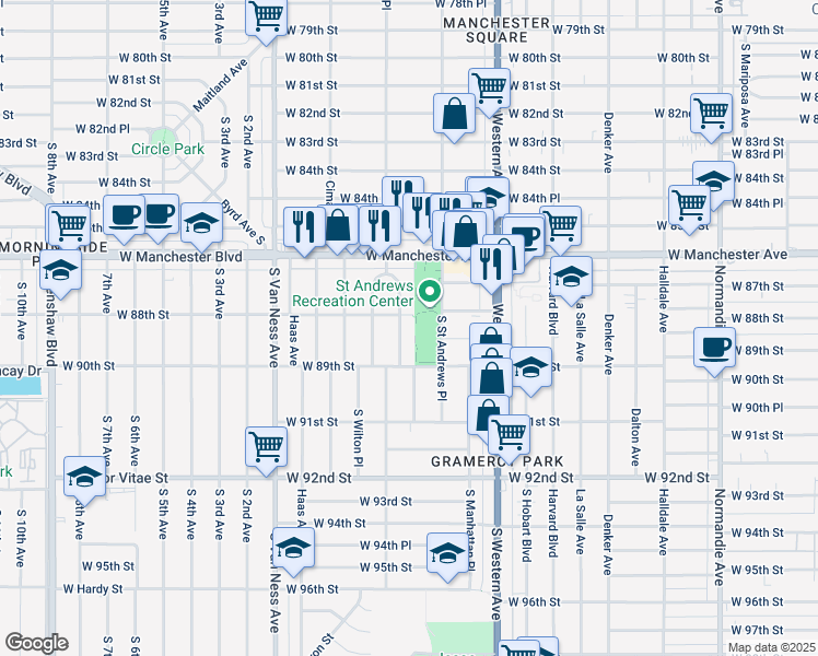 map of restaurants, bars, coffee shops, grocery stores, and more near 8836 Ruthelen Street in Los Angeles
