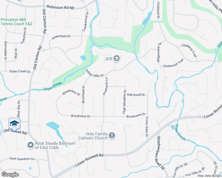 map of restaurants, bars, coffee shops, grocery stores, and more near 3410 Valley View Drive in Marietta