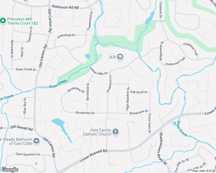 map of restaurants, bars, coffee shops, grocery stores, and more near 331 Pinehurst Lane in Marietta