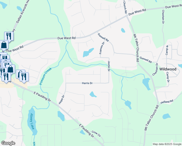 map of restaurants, bars, coffee shops, grocery stores, and more near 123 Kelly Court in Dallas