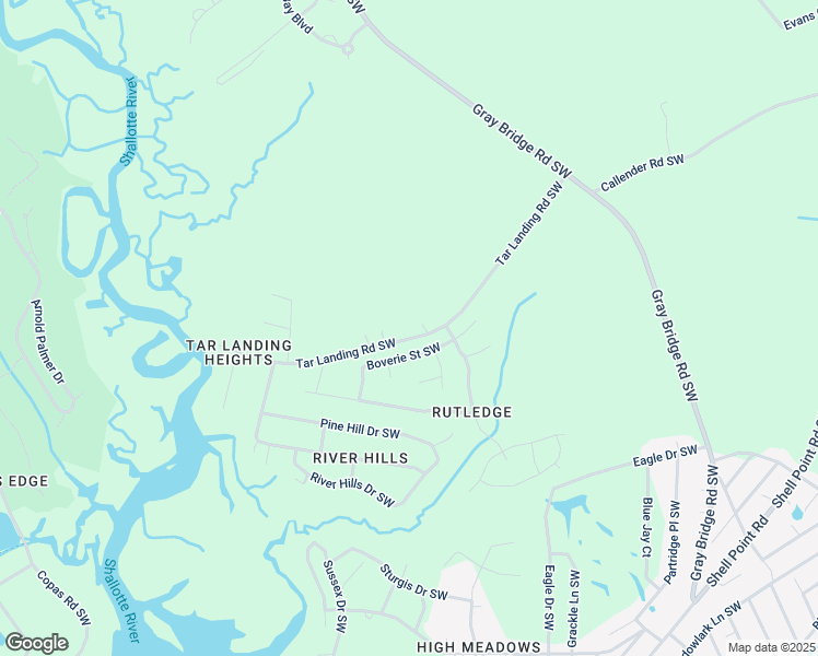 map of restaurants, bars, coffee shops, grocery stores, and more near 3022 Boverie St in Shallotte